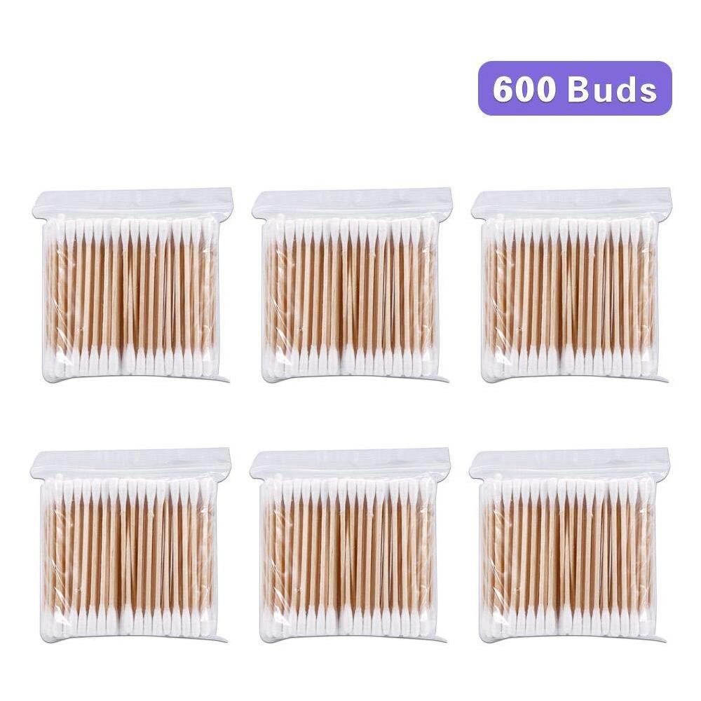 Cotton Buds 6 Pack 600pcs Tamponi Di Cotone Di Bamb Con Manici In Legno Per Il Trucco Clean Cura Dellorecchio Di Pulizia Della Ferita Di Cura Di Cosmetic Doppia Testa Biodegradabile Eco Friendly - Foto 1