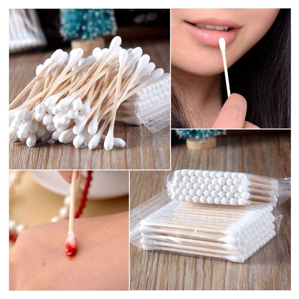 Cotton Buds 6 Pack 600pcs Tamponi Di Cotone Di Bamb Con Manici In Legno Per Il Trucco Clean Cura Dellorecchio Di Pulizia Della Ferita Di Cura Di Cosmetic Doppia Testa Biodegradabile Eco Friendly - Foto 4