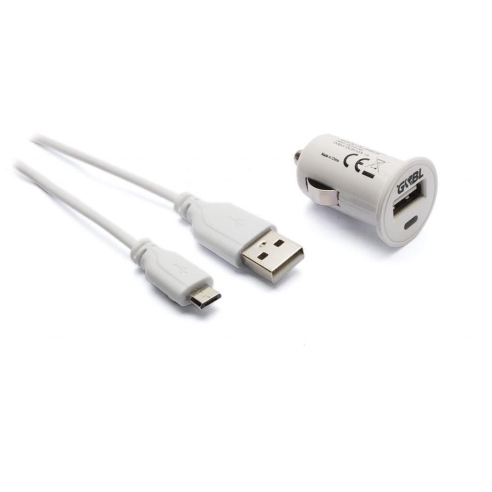 1m, Caricabatteria da auto 1000mA con cavo Micro USB, Bianco - Foto 1