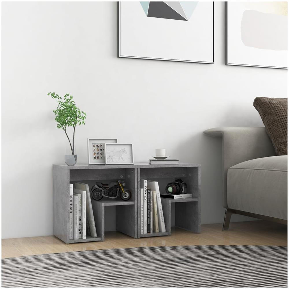 Comodini 2 pz Grigio Cemento 40x30x40 cm in Legno Multistrato - Foto 1