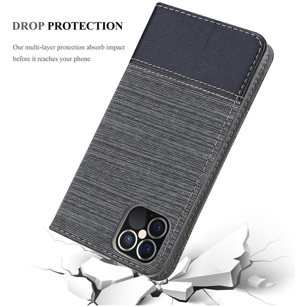 Cadorabo Custodia Compatibile Con Apple Iphone 12 / Iphone 12 Pro (6,1"" Zoll) In Grigio Nero - Coperchio Protettiva Con Chiusura Magnetica, Funzione Stand E Tasca Per Le Carte - Foto 8