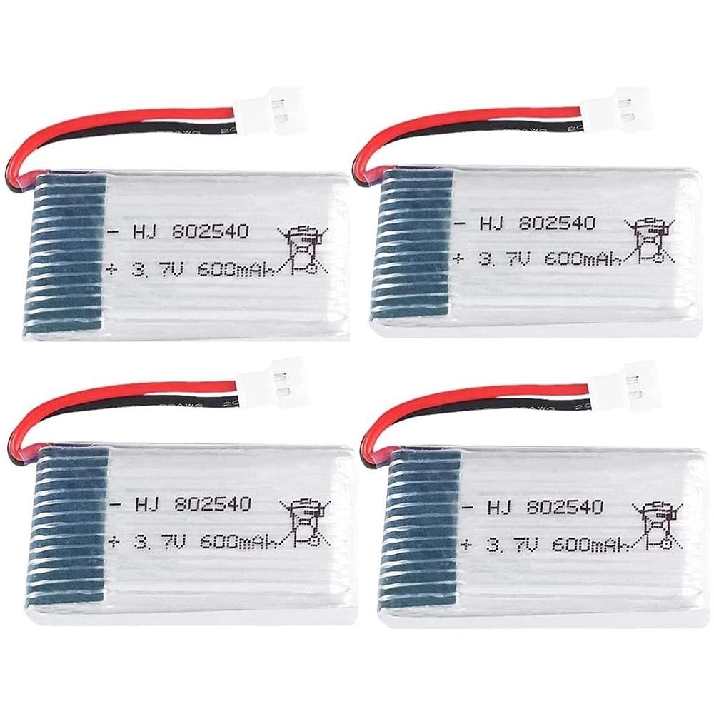 4 Pezzi Batteria Lipo Ricaricabile 3.7v, 600 Mah Per Rc Droni Quadricotteri Syma X5 X5c X5sc X5sw, Cheerson Cx-30w, Skytech M68, Wltoys F949 - Foto 1