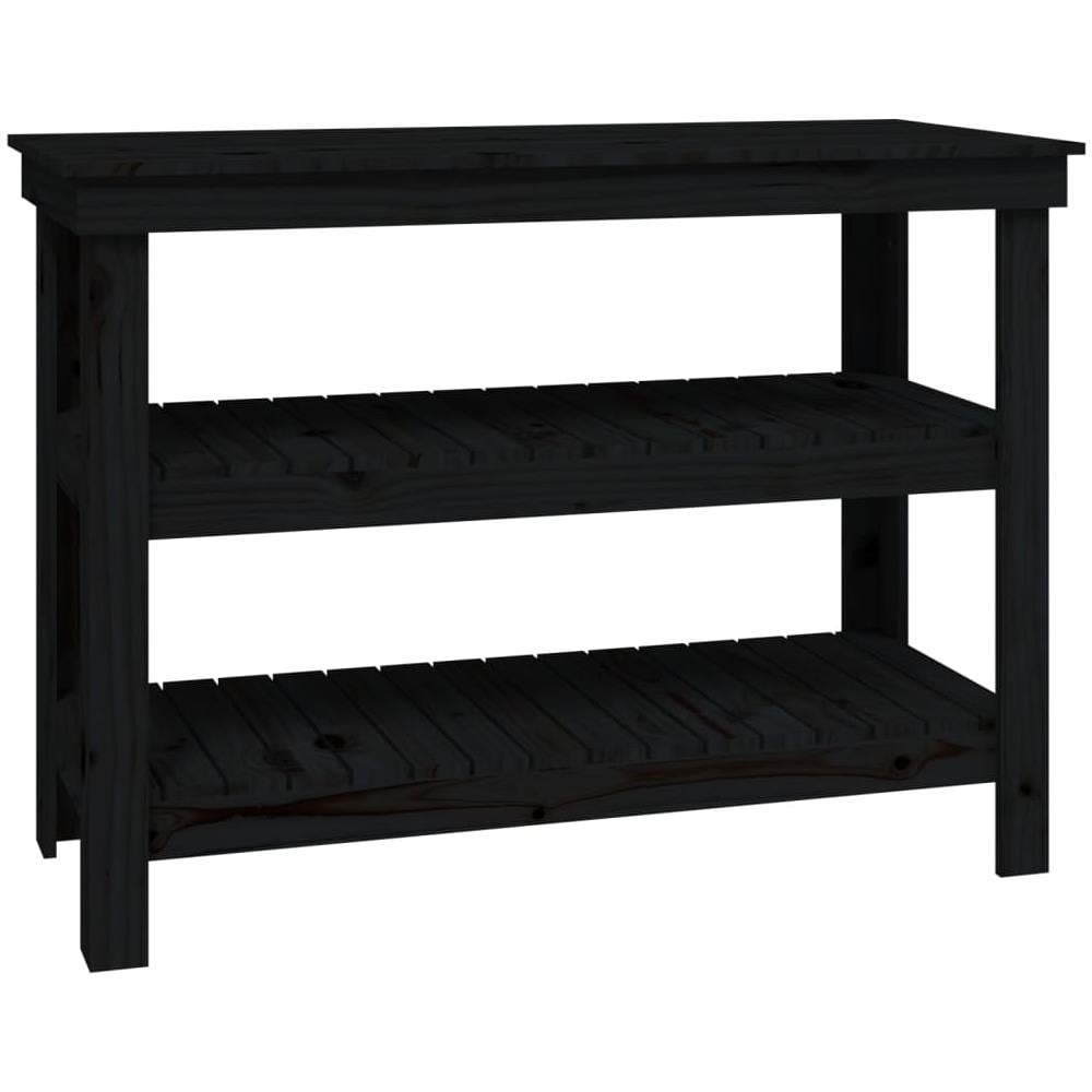 Banco da Lavoro Nero 110,5x50x80 cm in Legno Massello di Pino - Foto 2