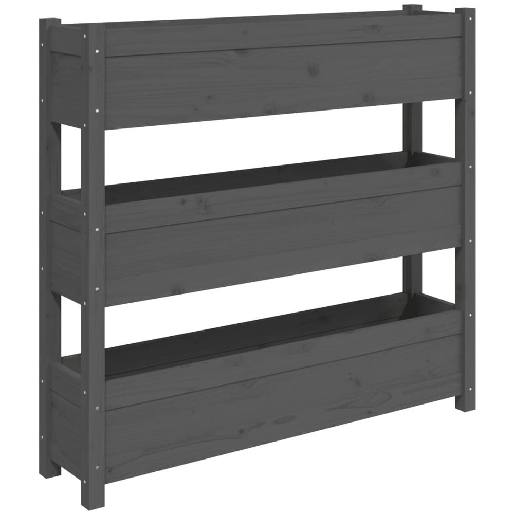 Fioriera Grigia 112x25x104,5 Cm In Legno Massello Di Pino - Foto 1