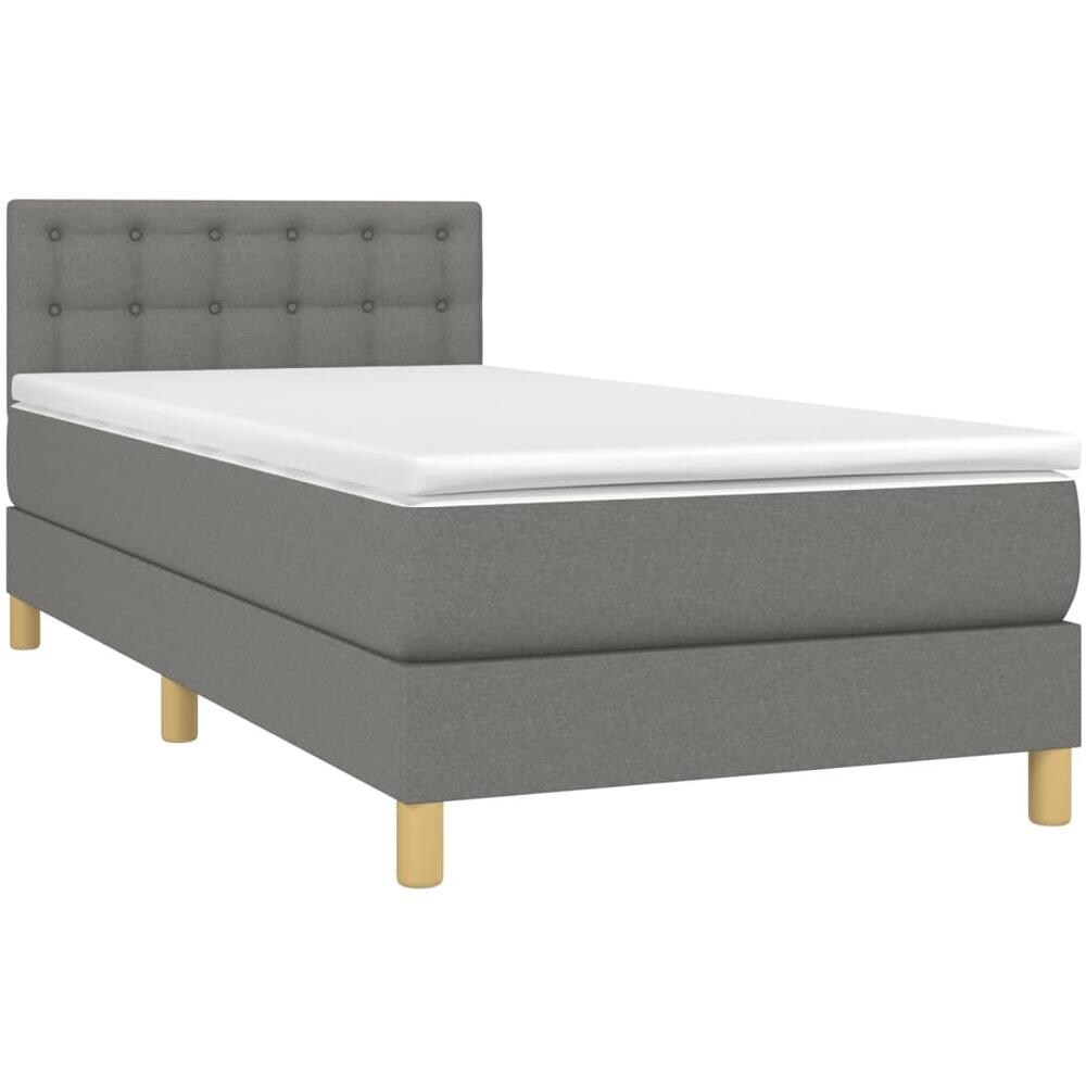 Letto A Molle Materasso E Led Grigio Scuro 90x190 Cm In Tessuto - Foto 3