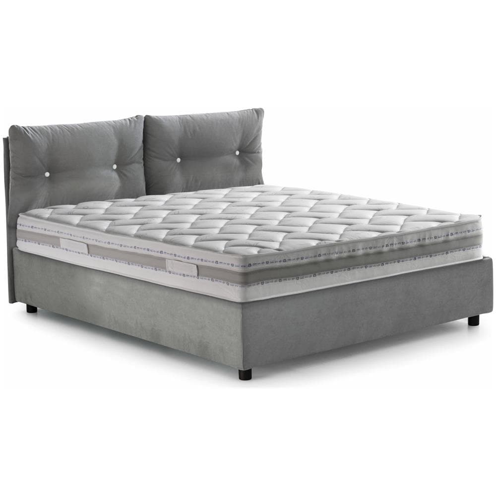 Letto Singolo Albina, Letto Contenitore Con Rivestimento In Tessuto, 100% Made In Italy, Apertura Frontale, Con Materasso Cm 80x190 Incluso, Grigio - Foto 2