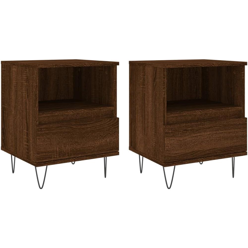 Comodini 2pz Rovere Marrone 40x35x50 Cm In Legno Multistrato - Foto 2