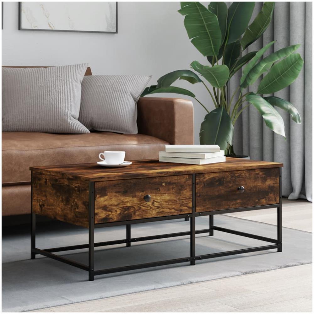 Tavolino Da Salotto Rovere Fumo 100x51x40 Cm Legno Multistrato - Foto 1