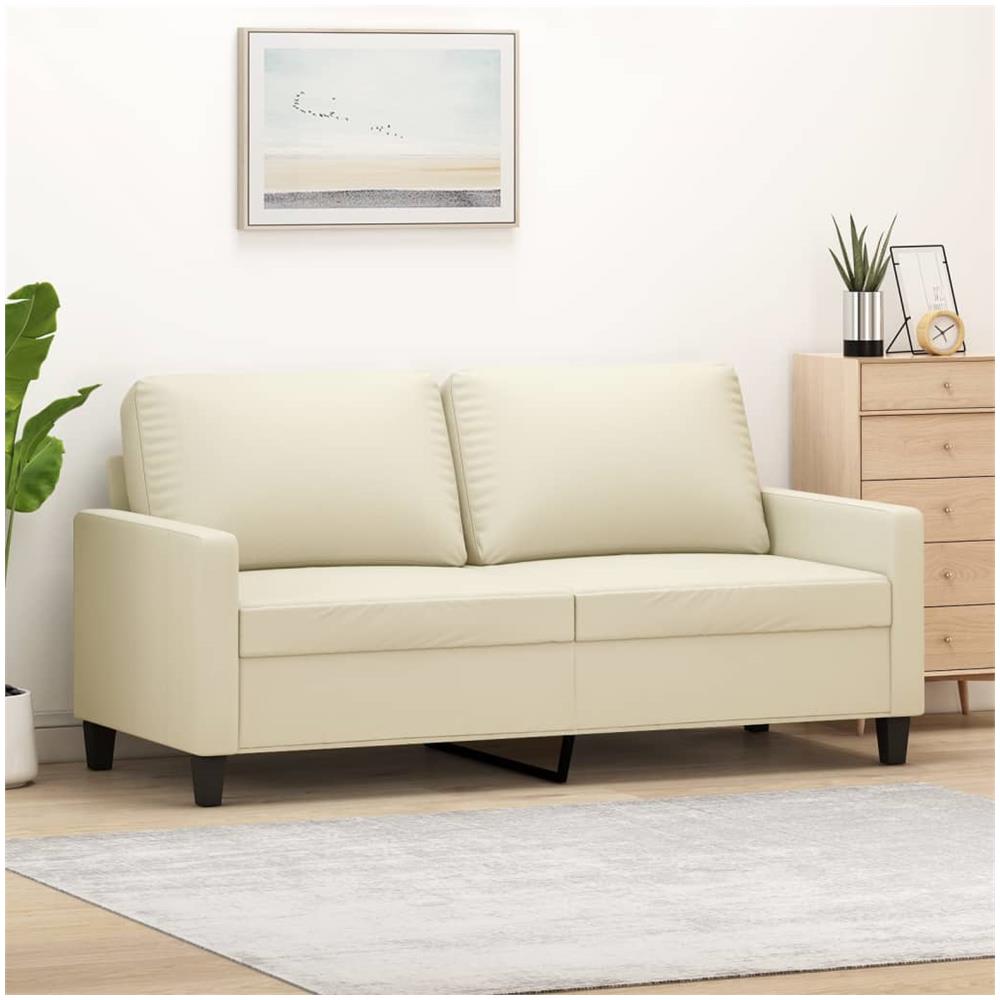 Divano A 2 Posti Crema 140 Cm In Similpelle - Foto 1