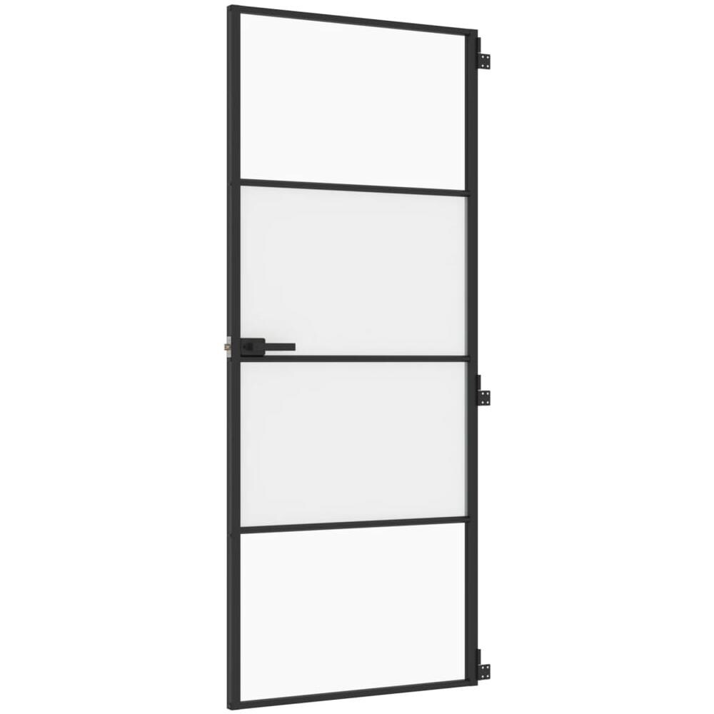 Porta Per Interni Nera 83x201,5cm Vetro Temperato E Alluminio - Foto 2