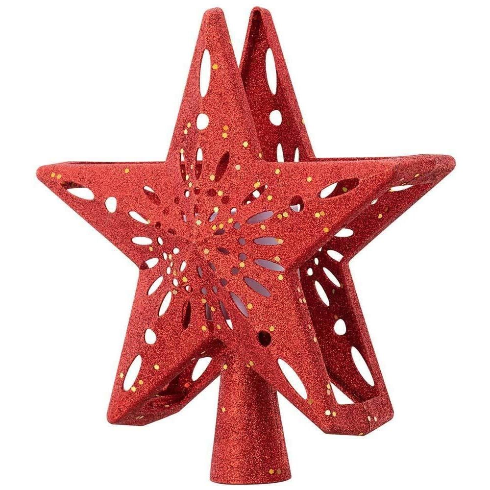 Puntale Proiettore LED per Albero di Natale Forma Stella Rosso Gioco di Luce - Foto 2