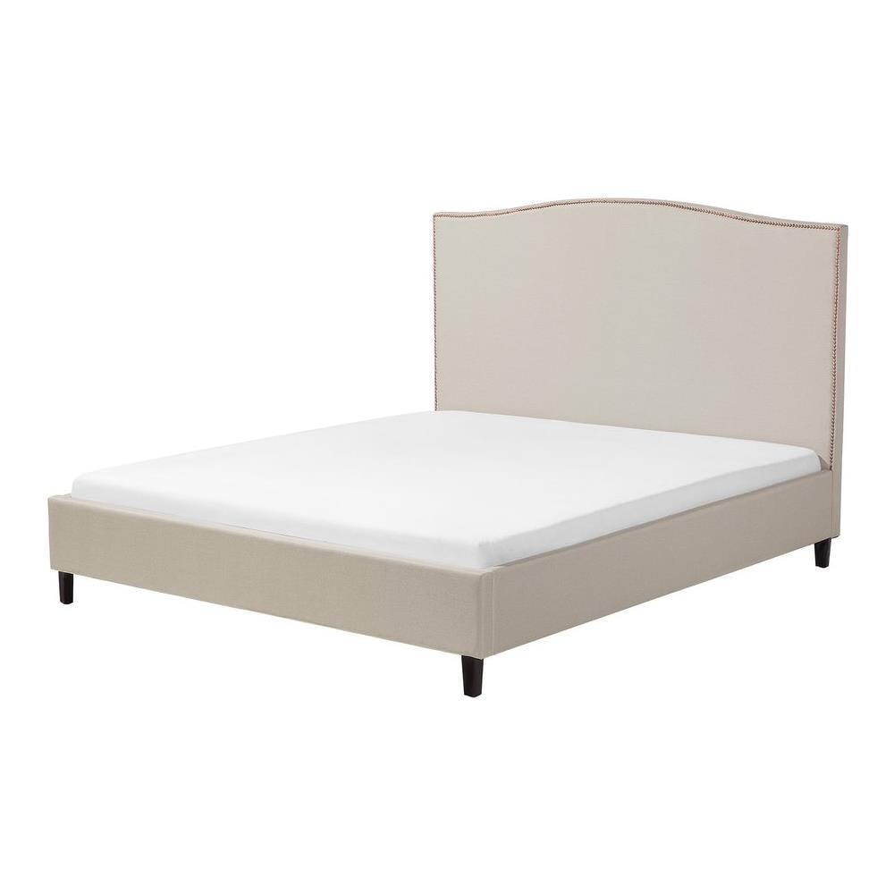 Letto Matrimoniale In Tessuto Beige 160 X 200 Cm Montpellier - Foto 1
