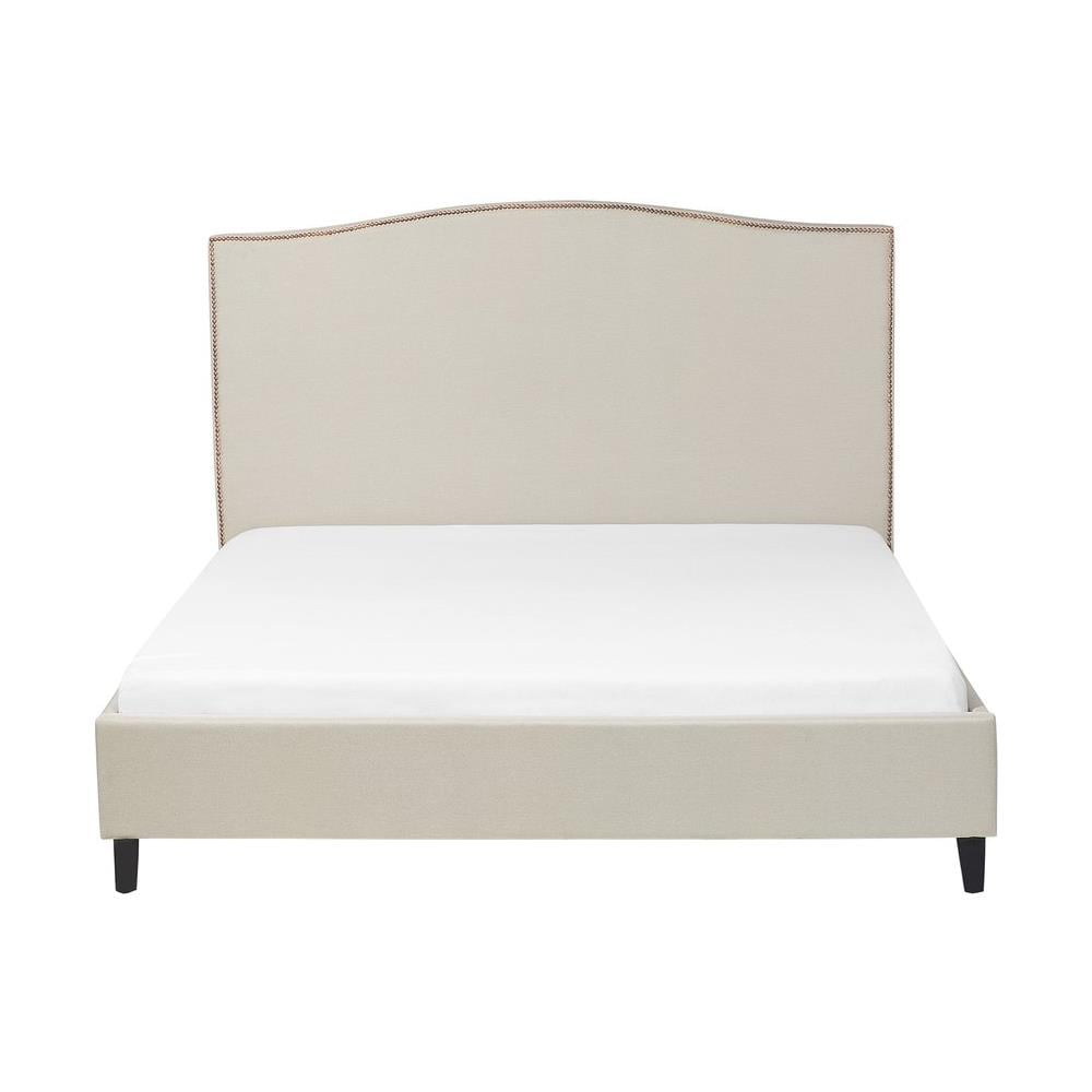 Letto Matrimoniale In Tessuto Beige 160 X 200 Cm Montpellier - Foto 2