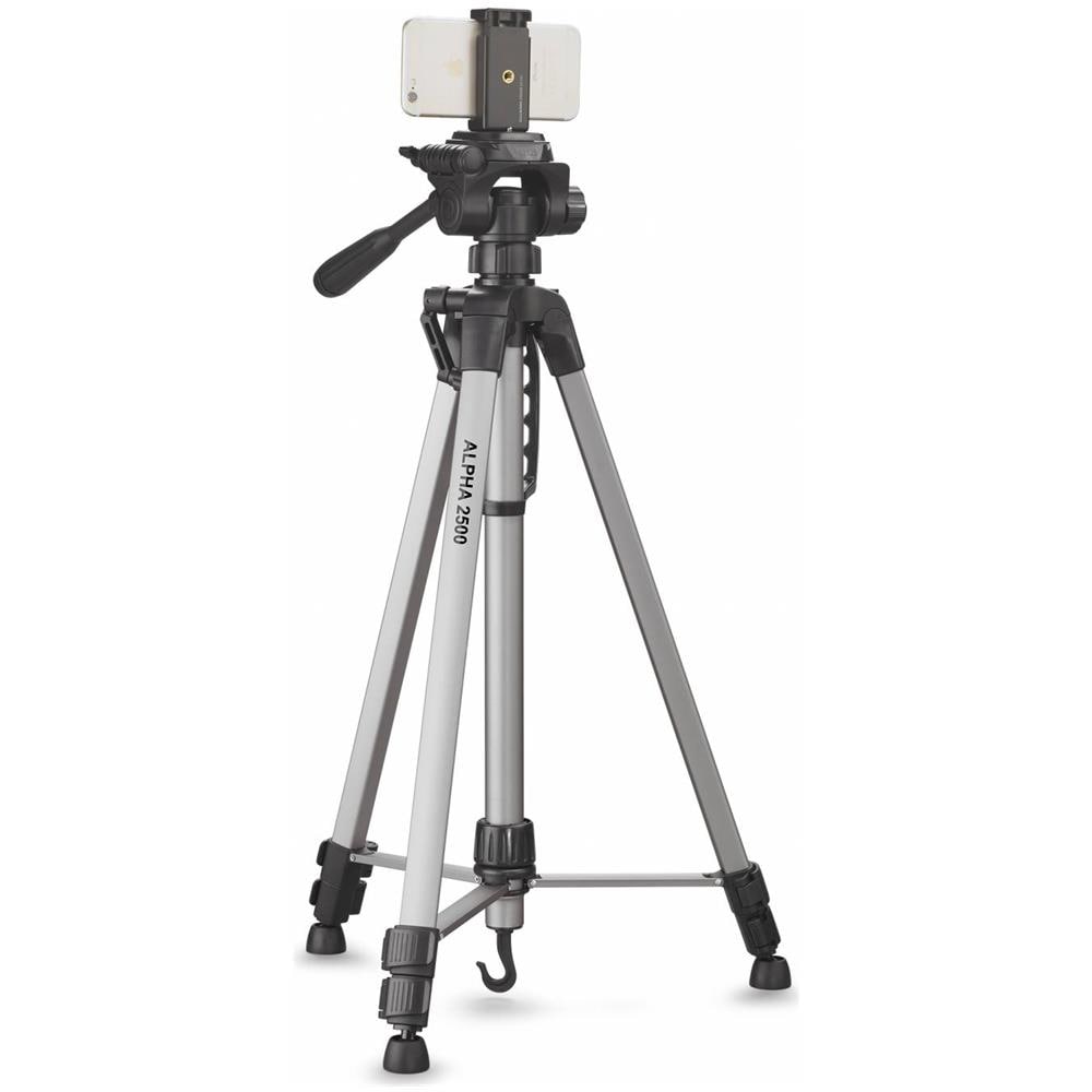ALPHA 2500 - Treppiede mobile con supporto per smartphone, altezza 165 cm, peso 1277 g, portata 2,5 kg, ingombro 67 cm, testa a 3 vie - Foto 2