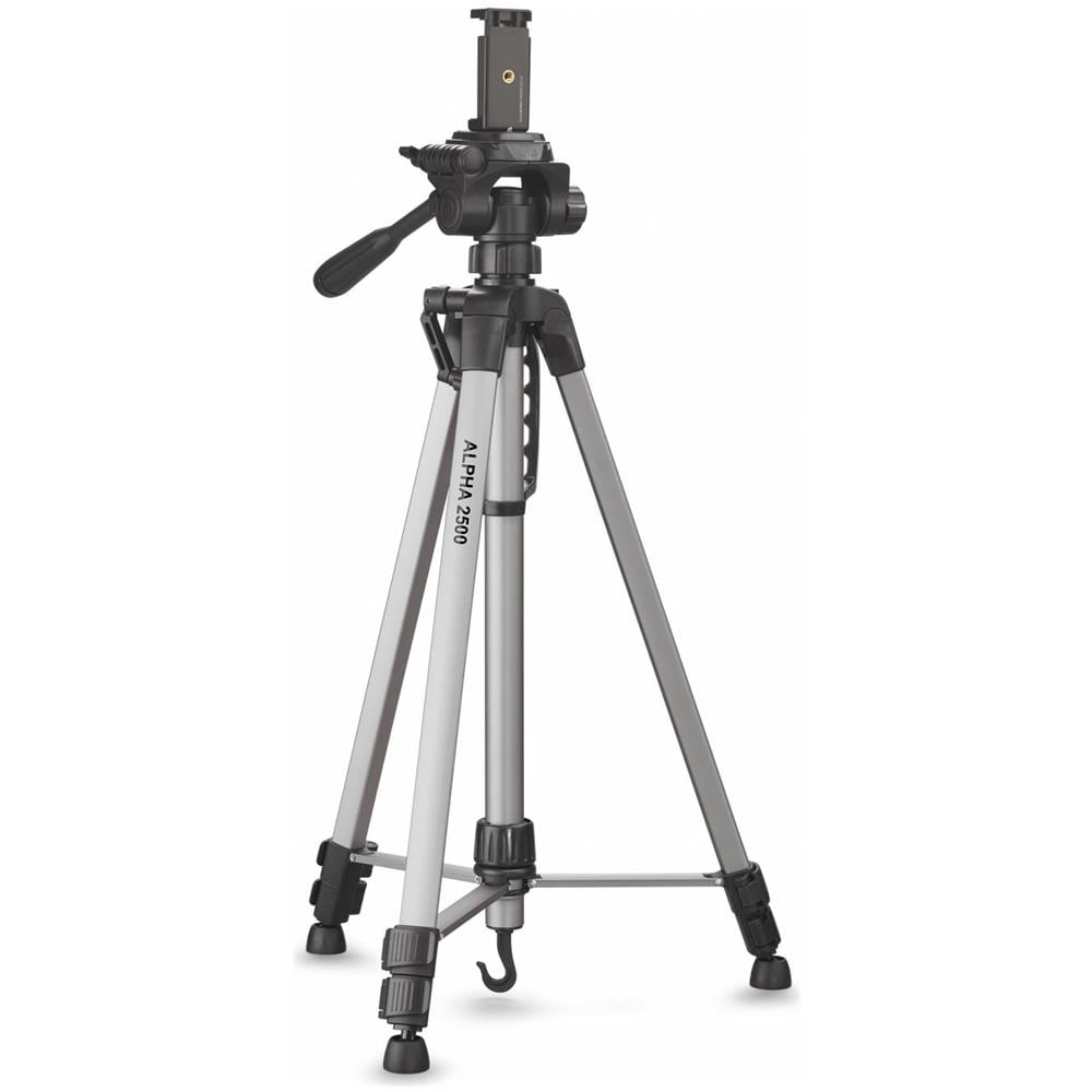 ALPHA 2500 - Treppiede mobile con supporto per smartphone, altezza 165 cm, peso 1277 g, portata 2,5 kg, ingombro 67 cm, testa a 3 vie - Foto 1