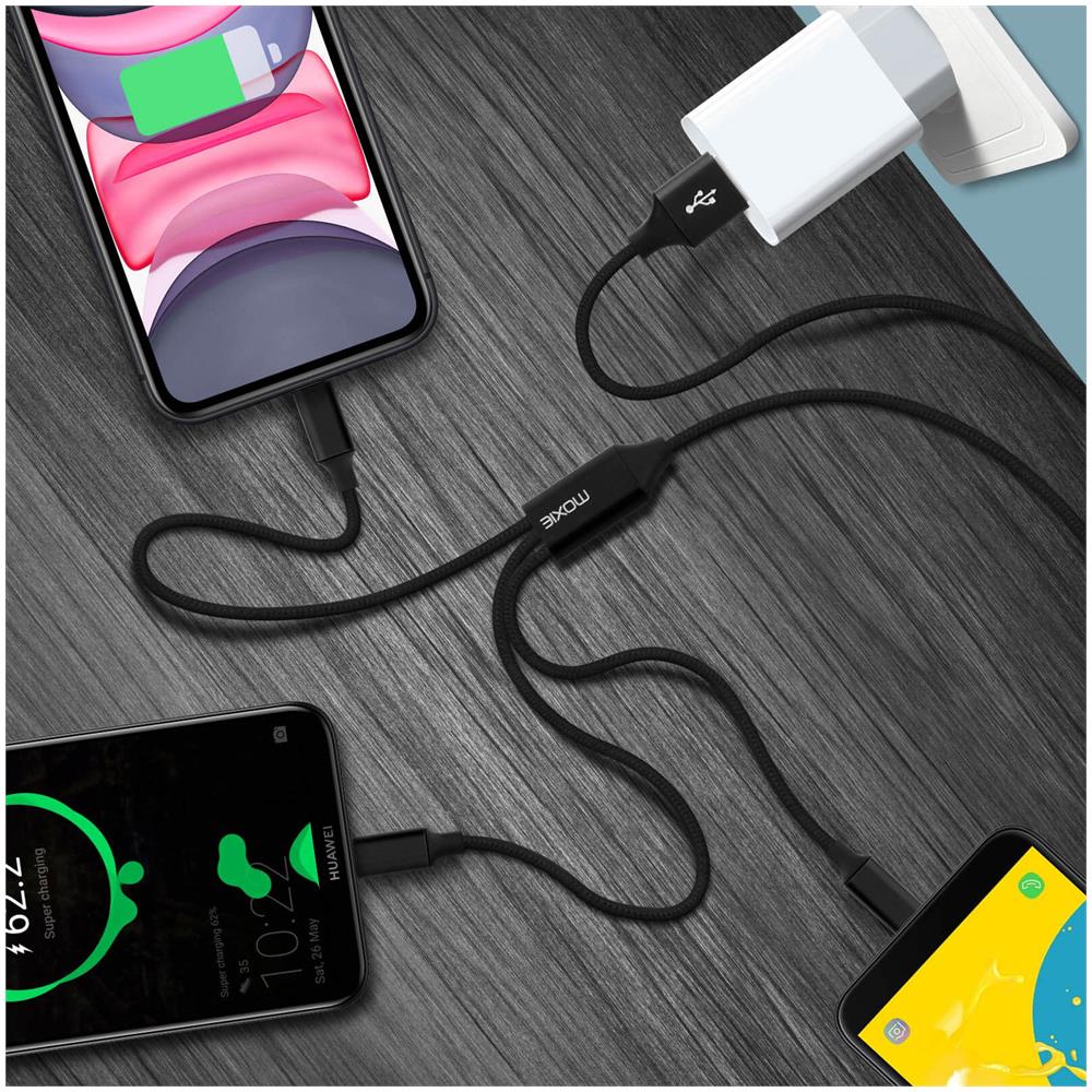 Cavo 3 In 1 Lightning Usb Tipo C Micro Usb Multi-punta Ricarica 3a Nero - Foto 2