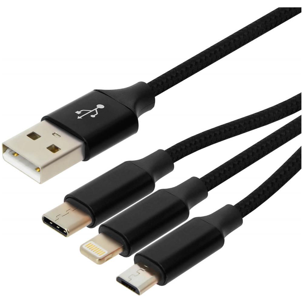 Cavo 3 In 1 Lightning Usb Tipo C Micro Usb Multi-punta Ricarica 3a Nero - Foto 5