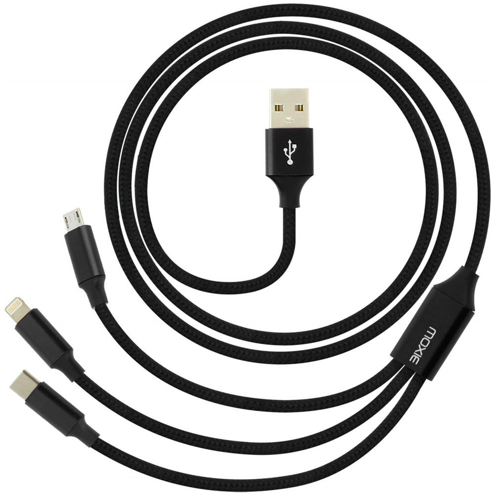 Cavo 3 In 1 Lightning Usb Tipo C Micro Usb Multi-punta Ricarica 3a Nero - Foto 1