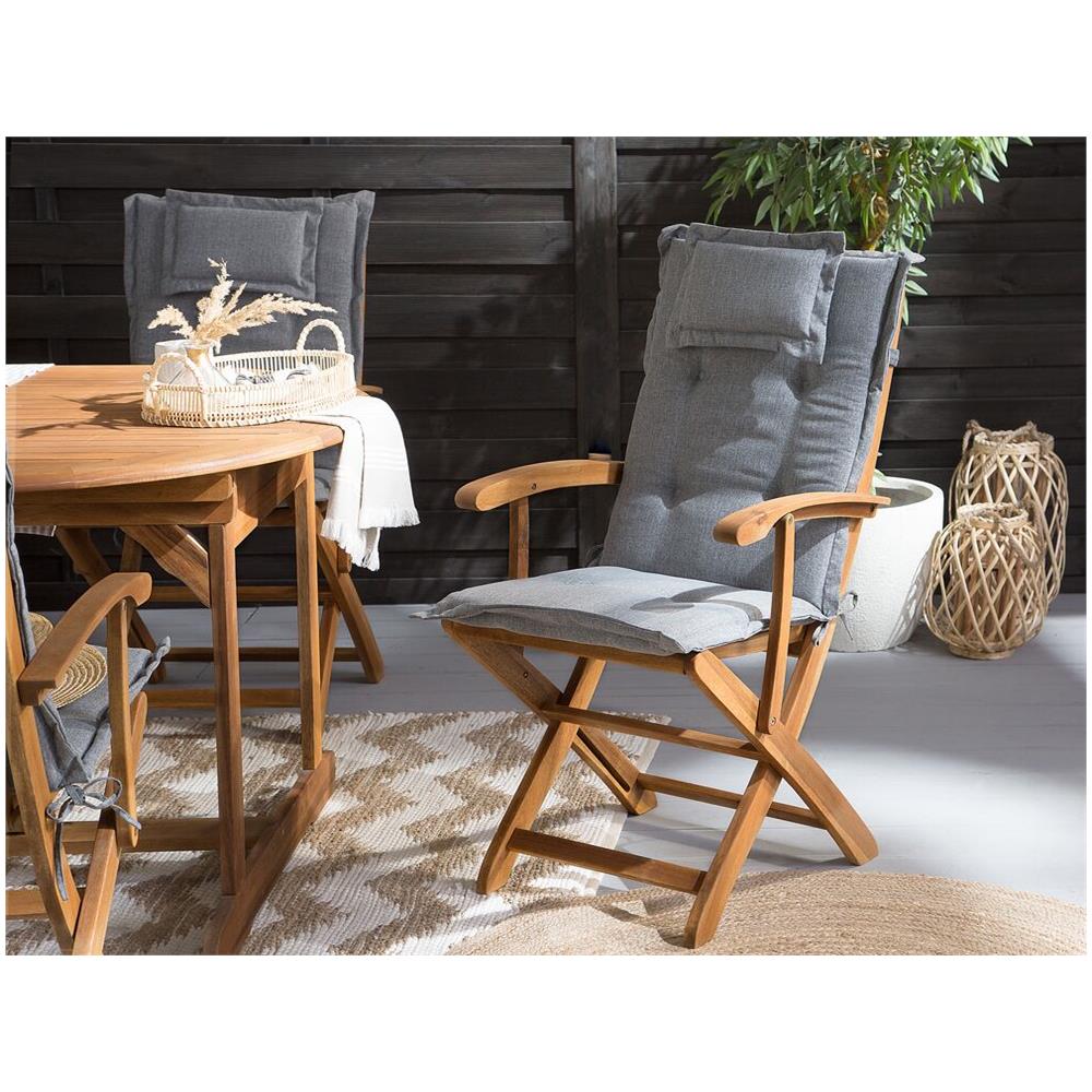 Set Di 2 Sedie Da Giardino Con Cuscini Grigi Maui - Foto 2