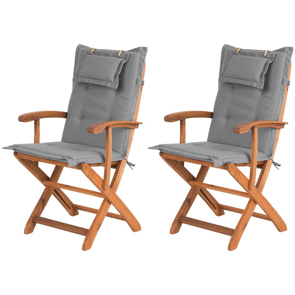 Set Di 2 Sedie Da Giardino Con Cuscini Grigi Maui - Foto 1