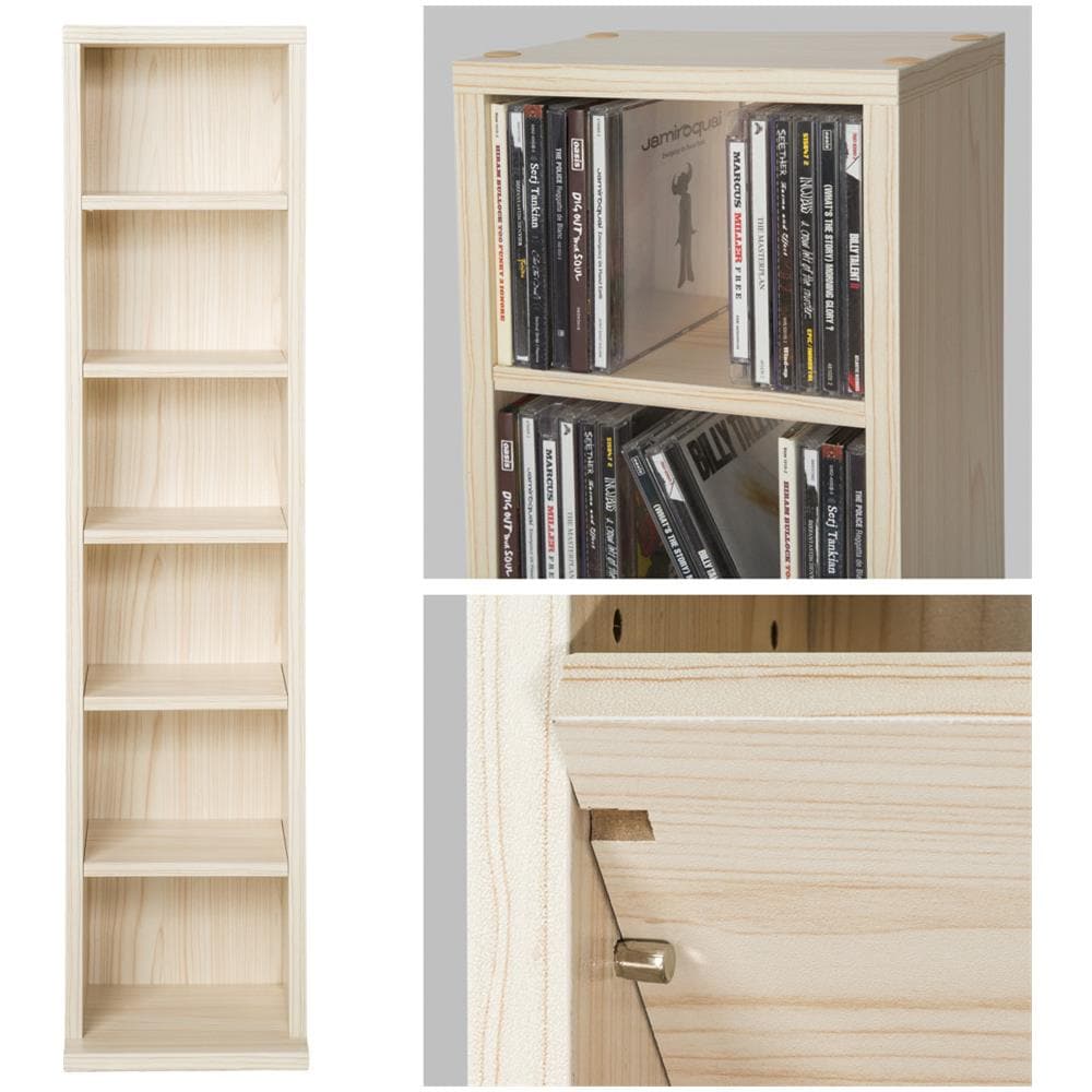 Scaffale Per Cd Con 6 Scomparti Per 102 Cd 90 X 21 X 20 Cm - Faggio - Foto 2