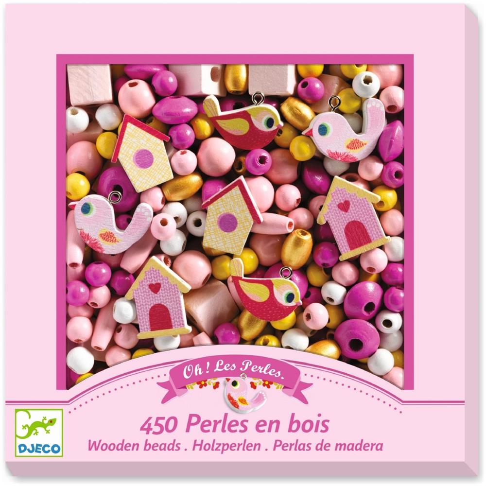 Fare Gioielli: 450 Legno Perline Uccelli - Rosa / Giallo - Foto 2