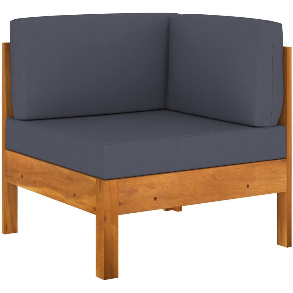 Set Divani Giardino 7 Posti Cuscini Grigi Scuro Massello Acacia - Foto 2