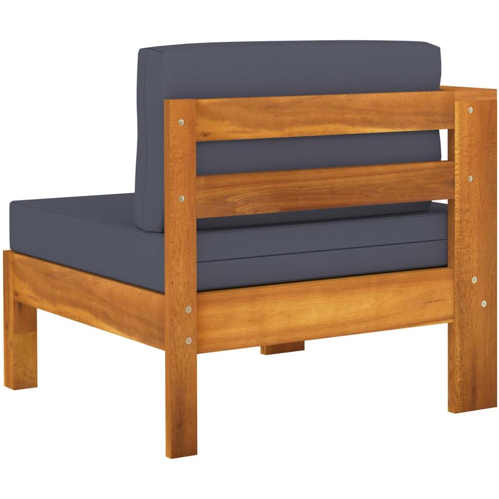 Set Divani Giardino 7 Posti Cuscini Grigi Scuro Massello Acacia - Foto 8