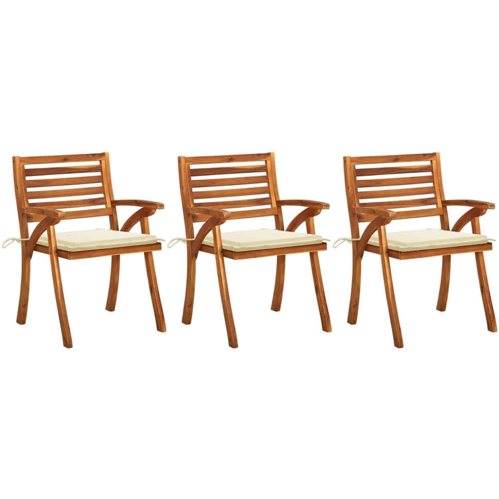 Sedie da Pranzo da Giardino con Cuscini 3 pz Massello di Acacia - Foto 1