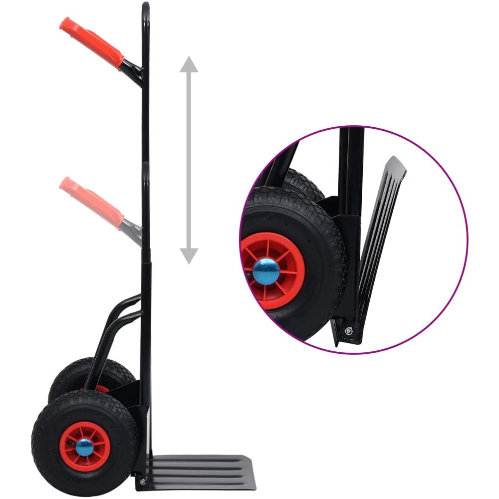 Carrello a Mano Telescopico 200 kg Nero e Rosso - Foto 3