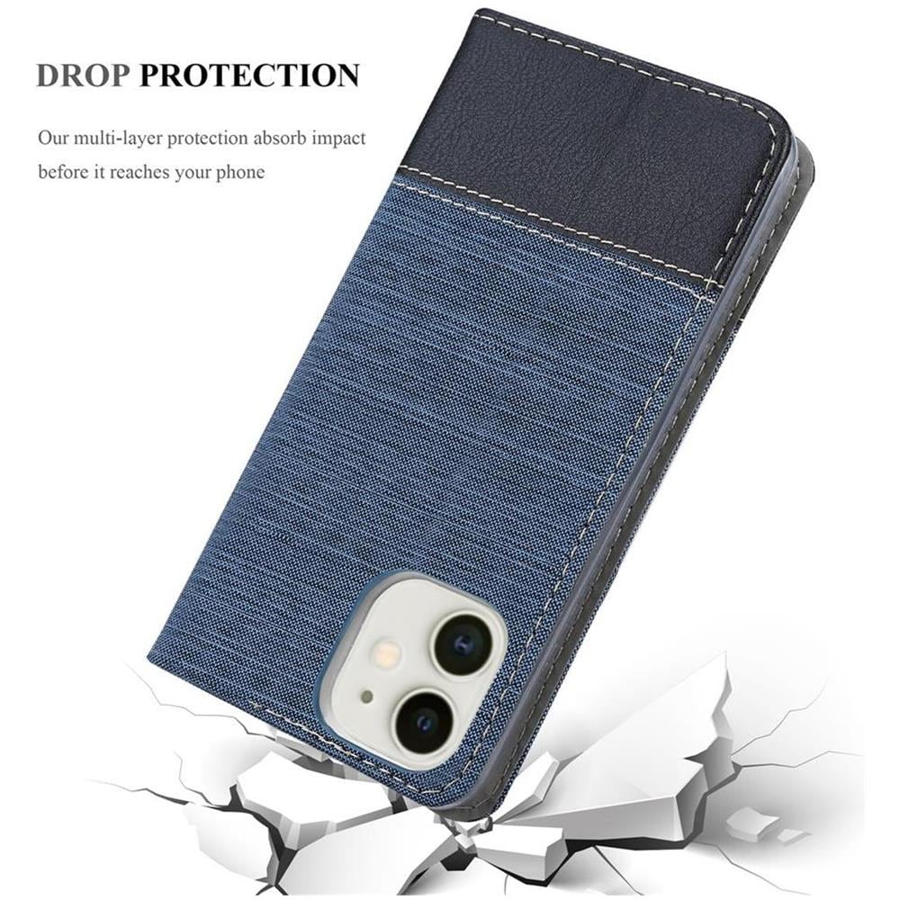 Custodia Compatibile Con Apple Iphone 12 Mini (5,4"" Zoll) In Blu Scuro Nero - Coperchio Protettiva Con Chiusura Magnetica, Funzione Stand E Tasca Per Le Carte - Foto 8