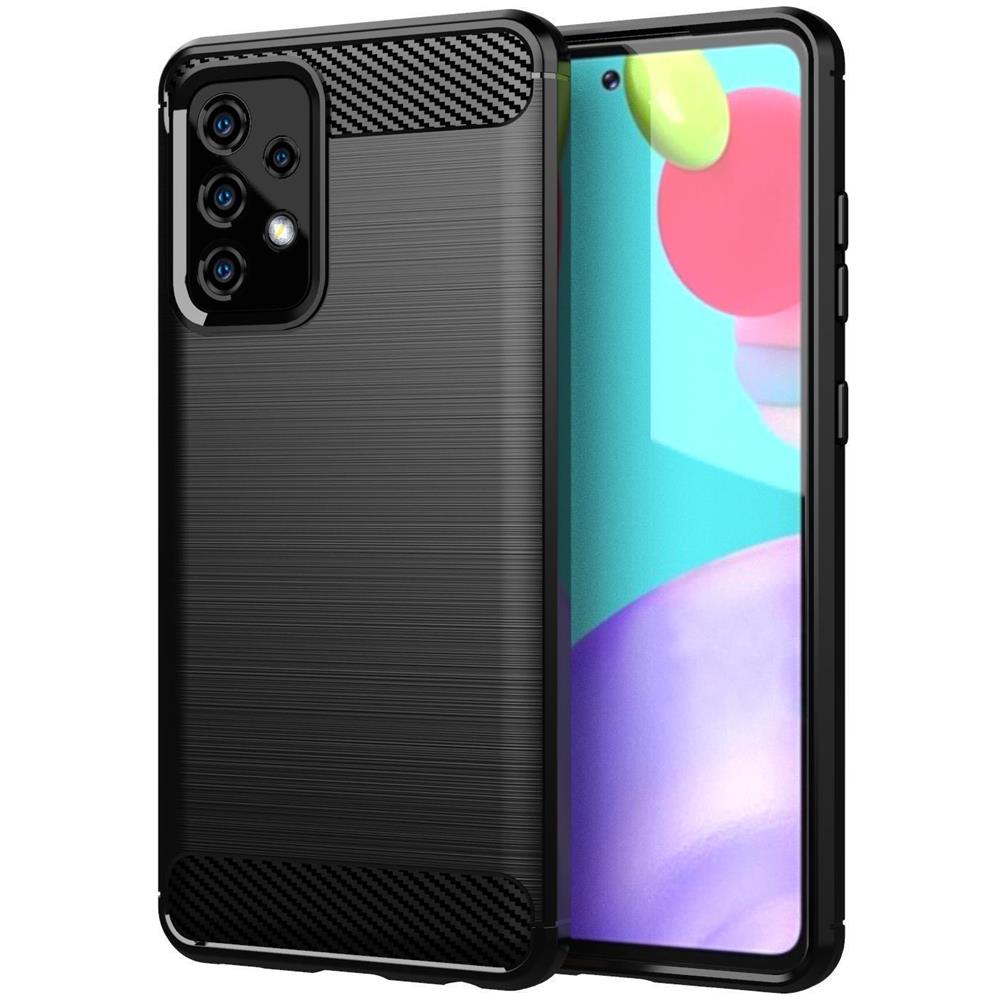 Custodia Compatibile Con Samsung Galaxy A72 5g / 4g In Brushed Nero - Coperchio Protettivo In Silicone Tpu Flessibile In Look Acciaio Inossidabile-fibra Di Carbonio - Foto 1