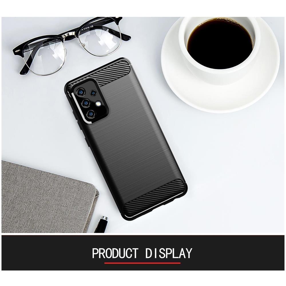 Custodia Compatibile Con Samsung Galaxy A72 5g / 4g In Brushed Nero - Coperchio Protettivo In Silicone Tpu Flessibile In Look Acciaio Inossidabile-fibra Di Carbonio - Foto 6