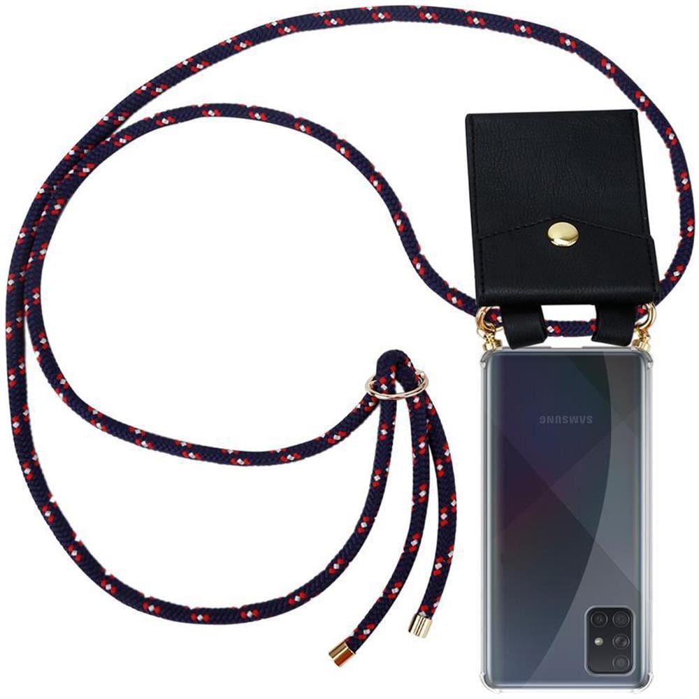 Catena Di Telefoni Cellulari Compatibile Con Samsung Galaxy A51 In Blu Rosso Bianco À Pois - Coperchio Protettivo In Silicone Con Anelli D'oro, Cinturino In Corda E Custodia Staccabile - Foto 1