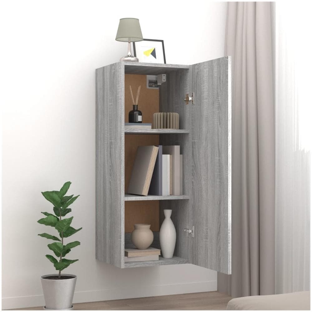 Armadietto A Muro Grigio Sonoma 34,5x34x90 Cm Legno Multistrato - Foto 4