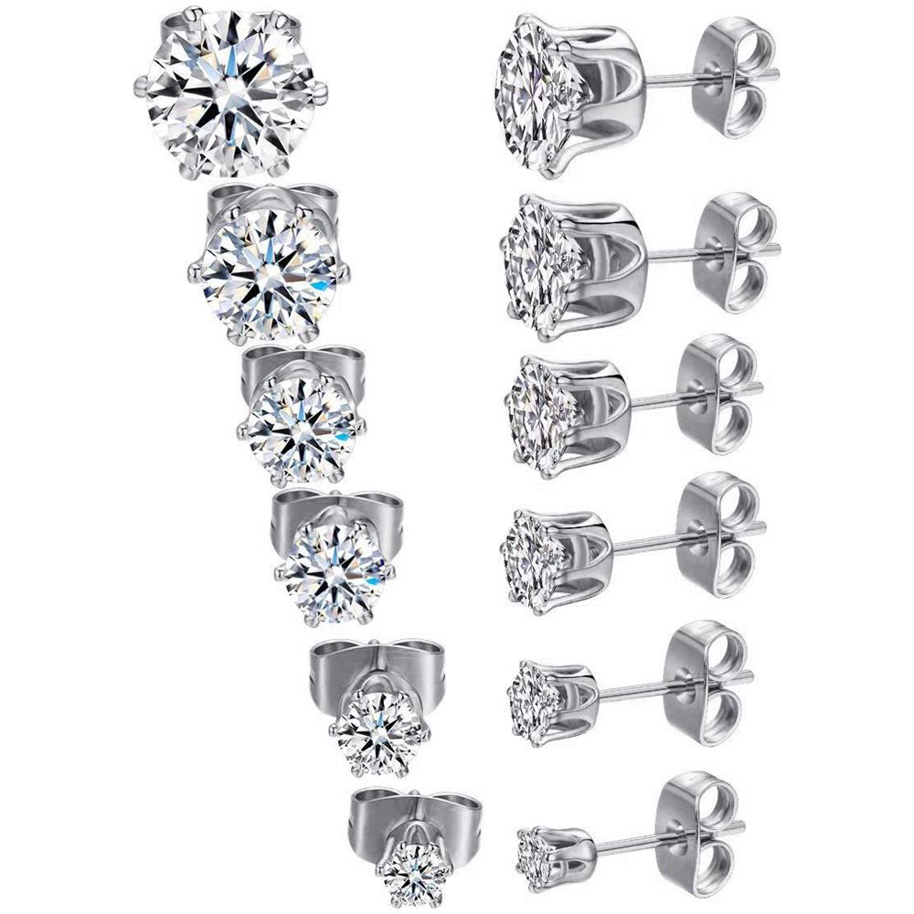 Set Di 6 Paia Di Orecchini Con Pietre Zirconi Silver - Foto 1