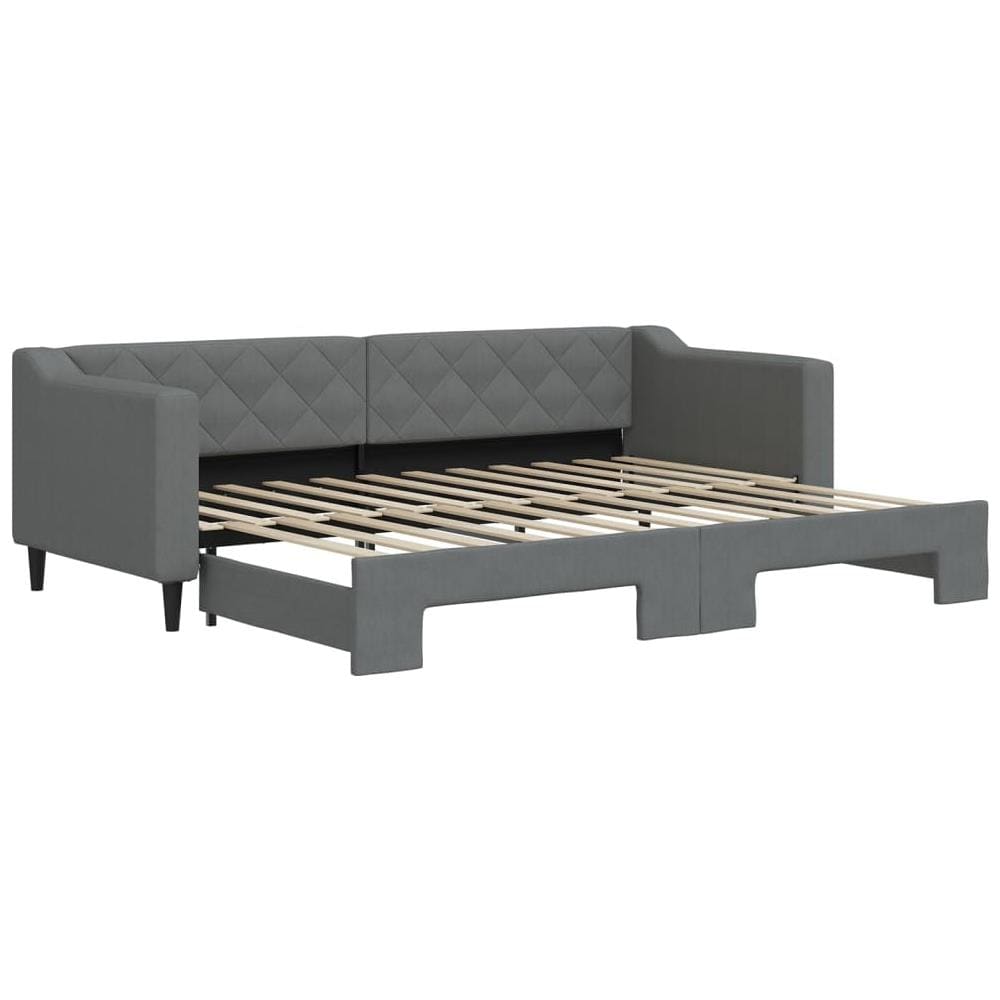 Divano Letto Con Letto Estraibile Grigio Scuro 80x200 Tessuto - Foto 2
