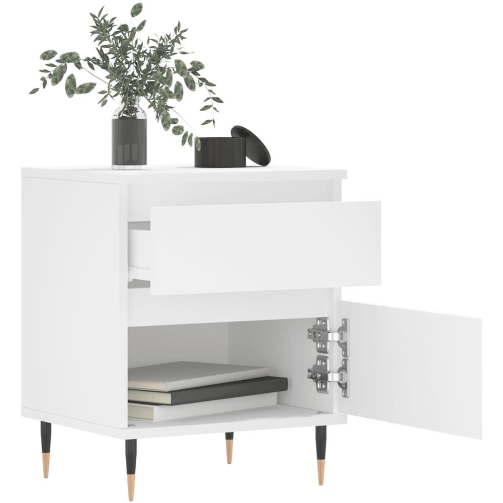 Comodino Bianco 40x35x50 Cm In Legno Multistrato - Foto 3