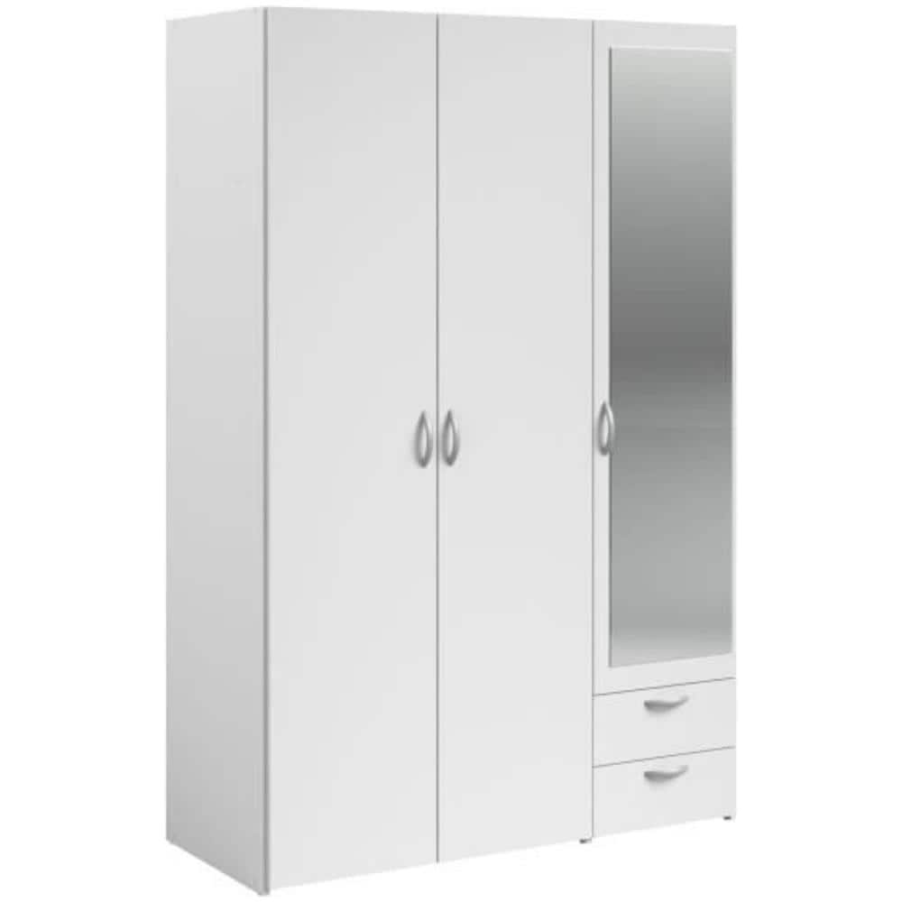 Letto 140 X 190 Con Cassetto + Armadio 3 Ante E 2 Cassetti + 2 Comodini - Decoro Bianco - Foto 1