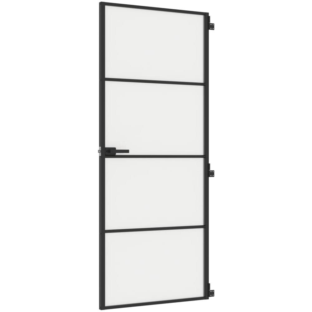 Porta Interni Sottile Nera 83x201,5cm Vetro Temperato Alluminio - Foto 2
