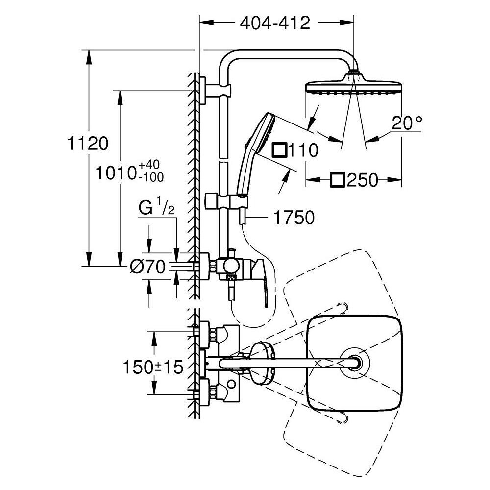 Vitalio Comfort 250 sistema di doccia Cromo - Foto 5