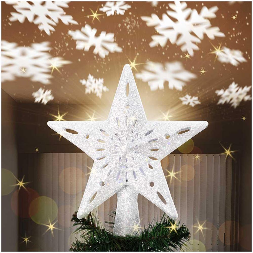 Puntale Proiettore LED per Albero di Natale Forma Stella Silver Gioco di Luce - Foto 1