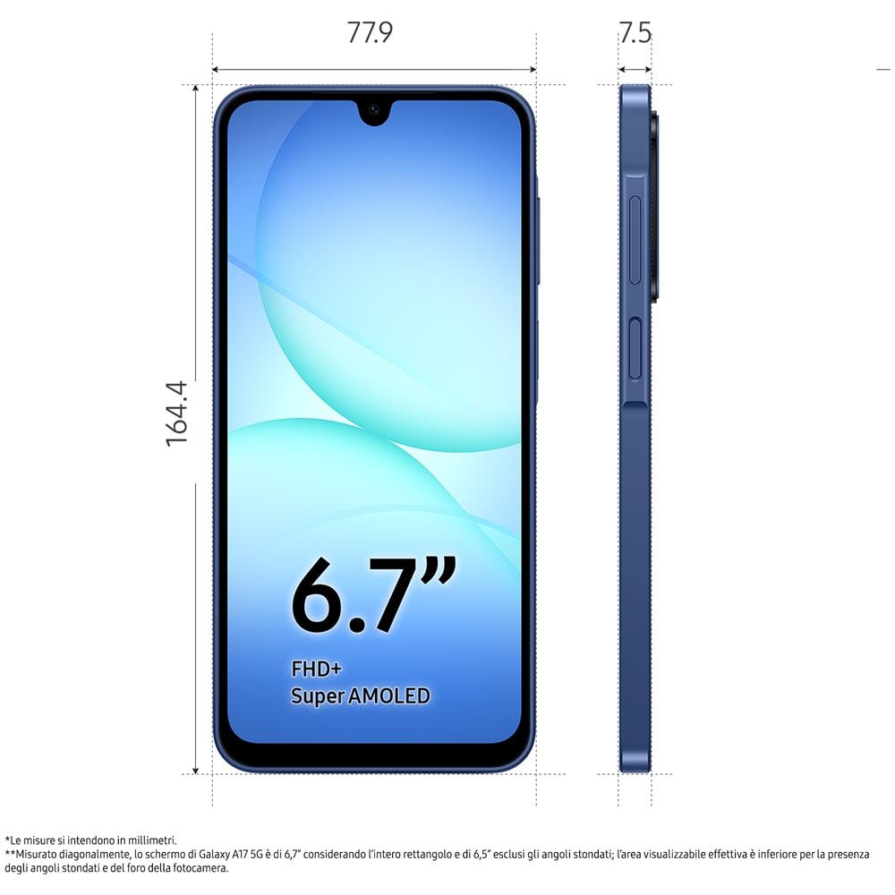 Galaxy A17 5G 256GB 8GB Ram Display sAMOLED 6.7" Main Camera 50MP USB Type-C Dual nanoSim ibrida Android 15 Exynos 1330 5000 mAh Blue - Foto 9