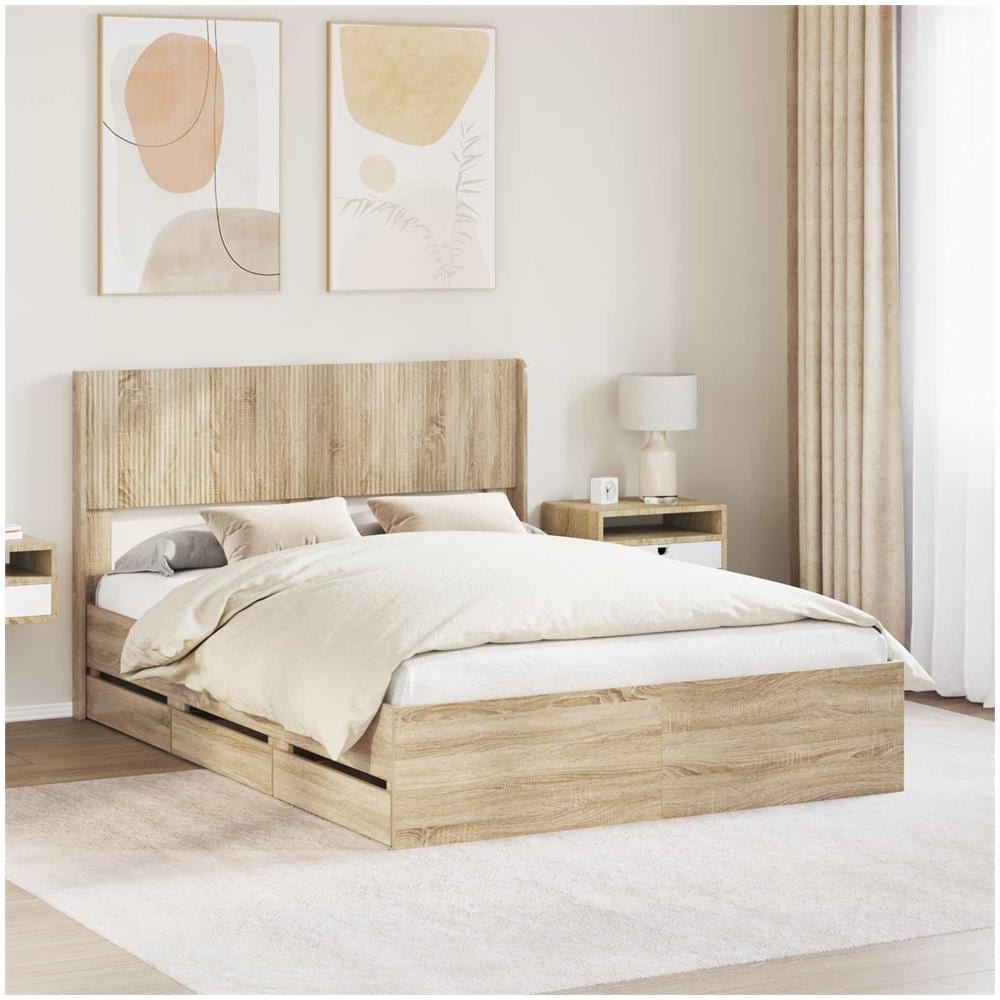 Struttura del letto con stoccaggio e testata Rovere Sonoma - Foto 1