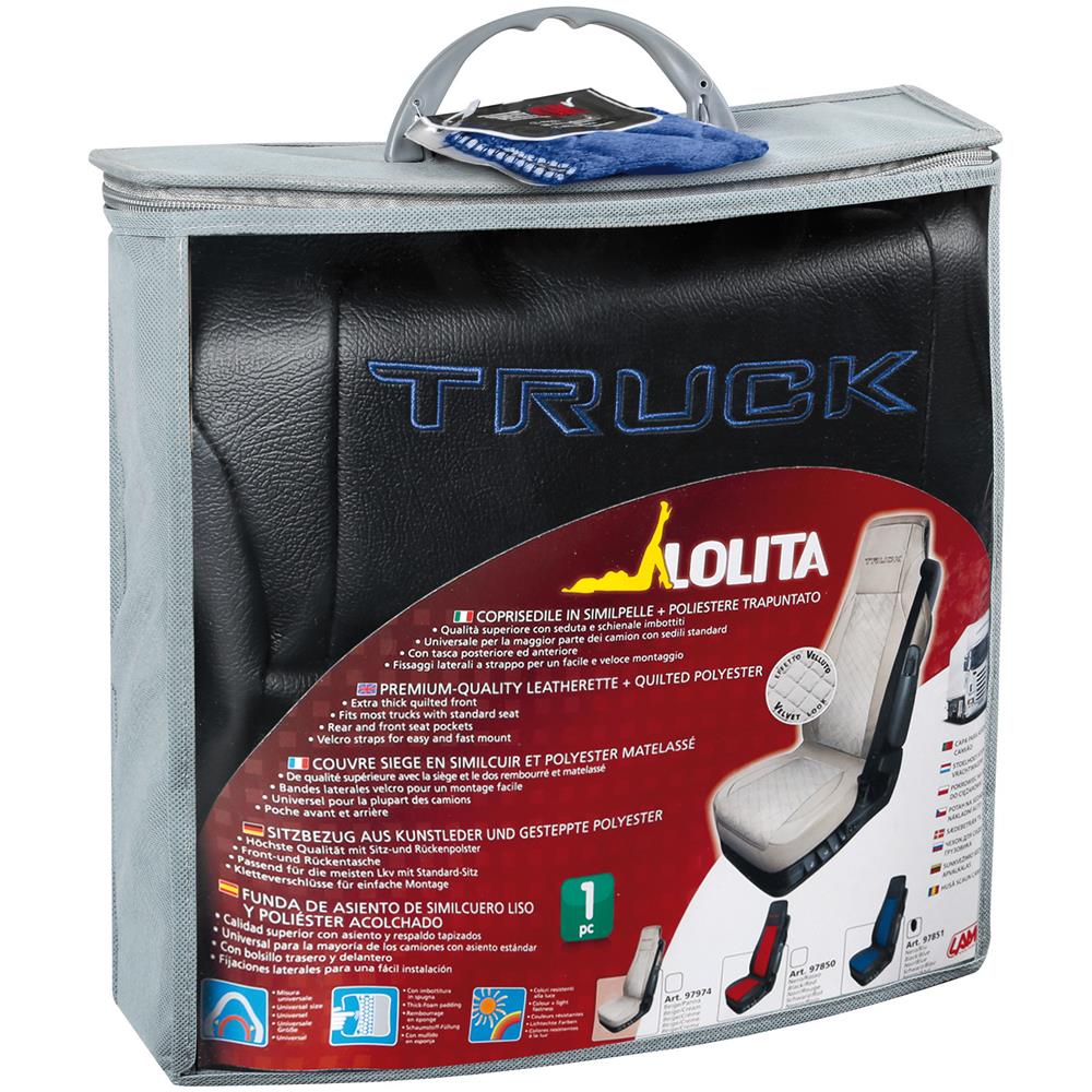 97851 Lolita Coprisedile In Similpelle E Poliestere Nero-blu - Foto 2