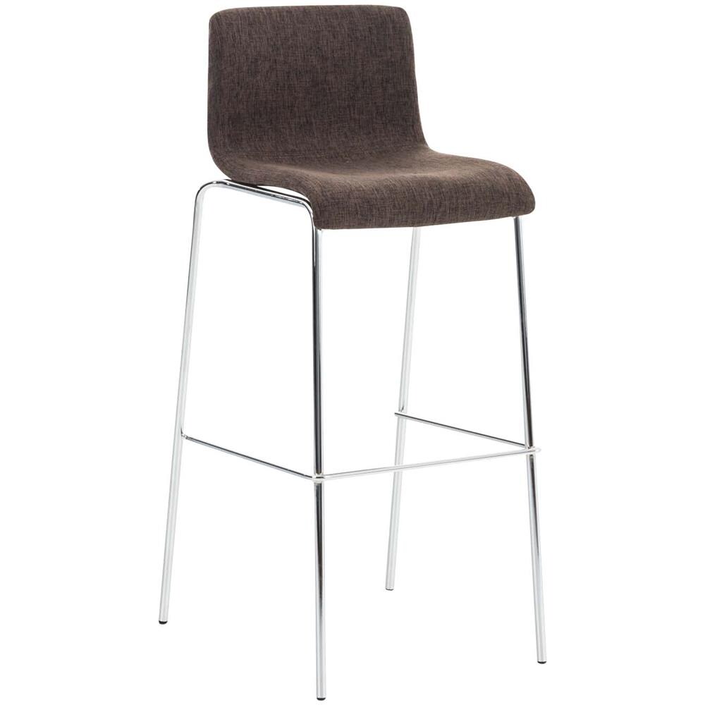 Sgabello Bar Hoover in Tessuto I Sgabello Alto Design 4 Gambe in Metallo I Sedia Sgabello Impilabile con Schienale I Sgabello Bancone H 76 CM Marrone Base Cromata - Foto 1