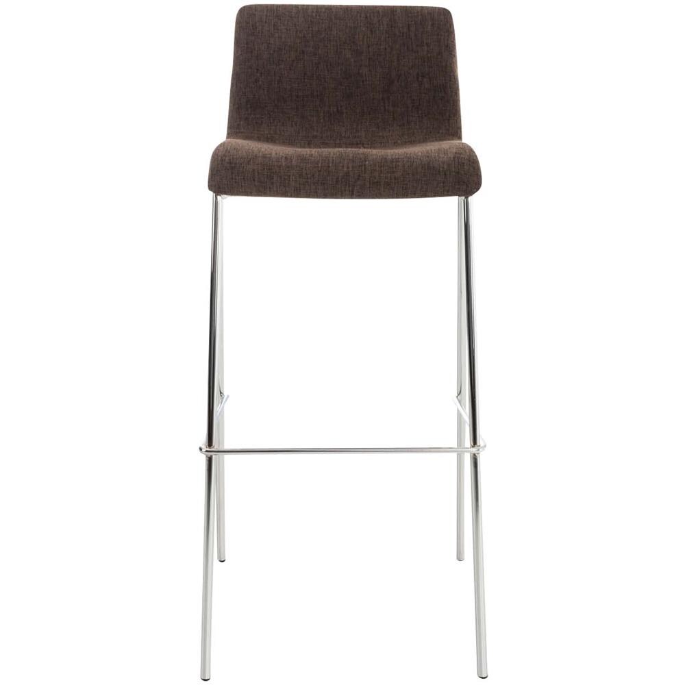 Sgabello Bar Hoover in Tessuto I Sgabello Alto Design 4 Gambe in Metallo I Sedia Sgabello Impilabile con Schienale I Sgabello Bancone H 76 CM Marrone Base Cromata - Foto 2
