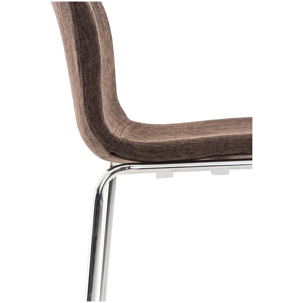 Sgabello Bar Hoover in Tessuto I Sgabello Alto Design 4 Gambe in Metallo I Sedia Sgabello Impilabile con Schienale I Sgabello Bancone H 76 CM Marrone Base Cromata - Foto 5