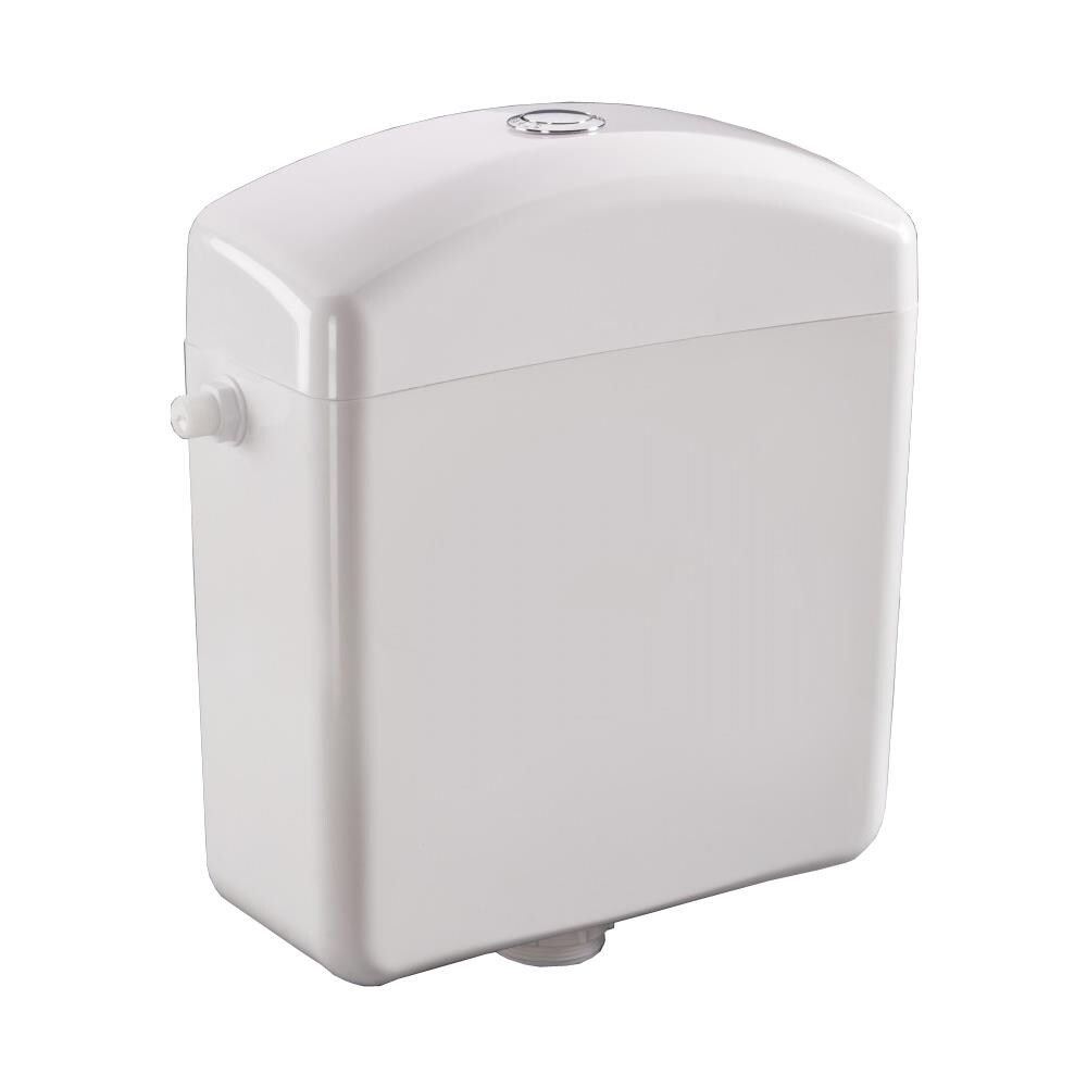 Bianco Di Plastica A Basso Livello Wc Servizi Igienici Bagno Flush Cisterna Serbatoio Cromato Pulsante - Foto 1