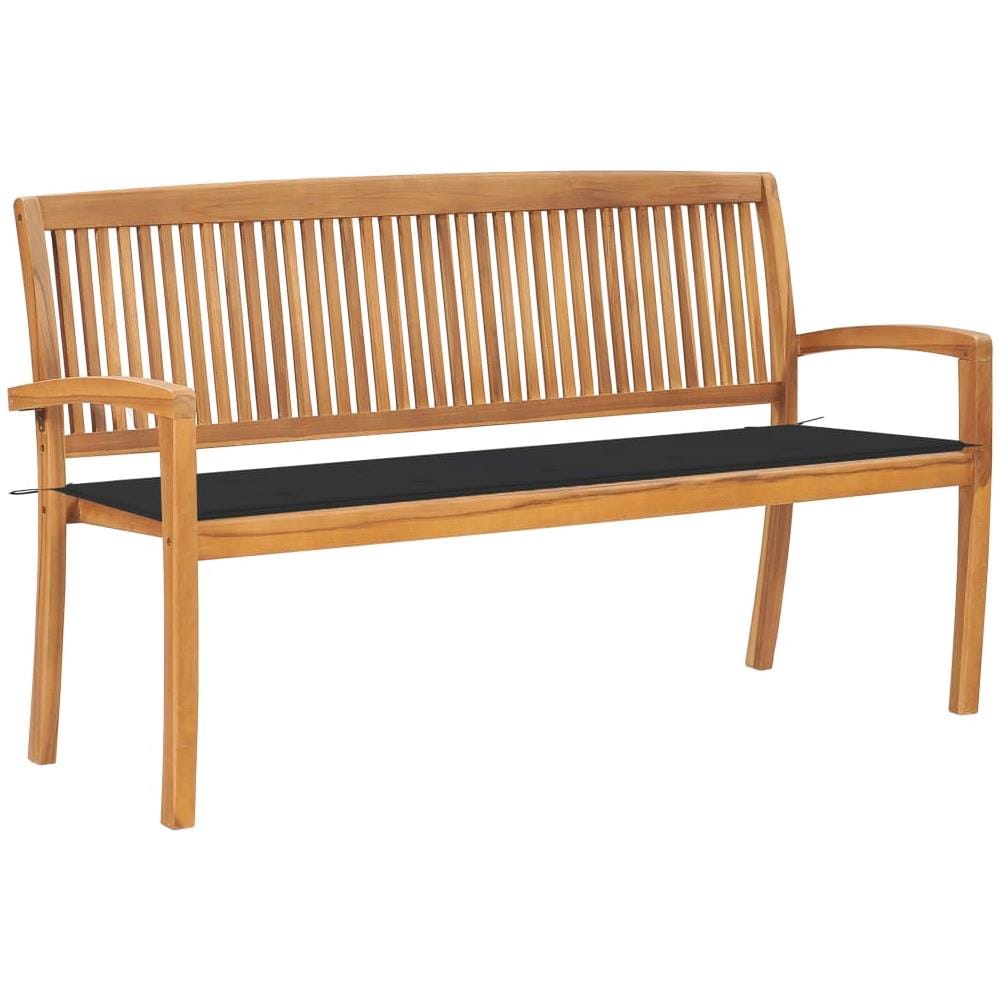Panchina Da Giardino Impilabile Con Cuscino 159cm Teak Massello - Foto 1